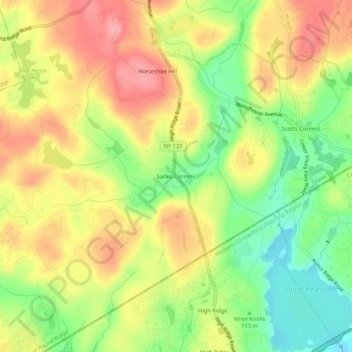 Mapa topográfico Sarles Corners, altitud, relieve