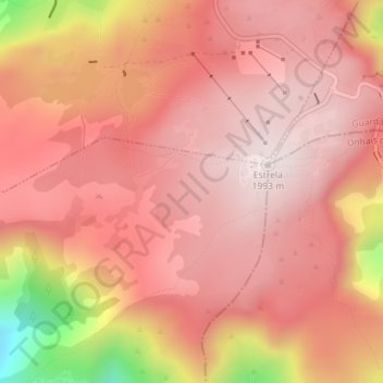 Mapa topográfico Serra da Estrela, altitud, relieve