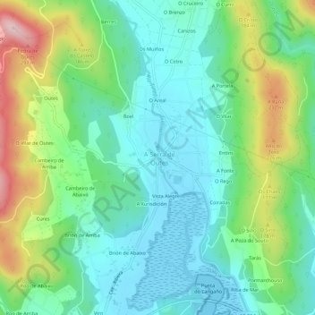 Mapa topográfico Outes, altitud, relieve