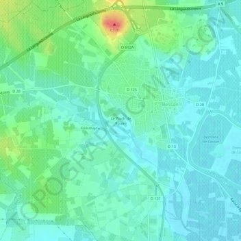 Mapa topográfico Le Pioch de Rouire, altitud, relieve