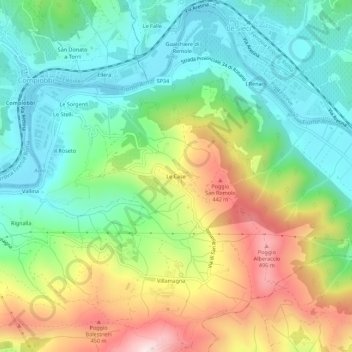 Mapa topográfico Le Case, altitud, relieve