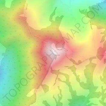 Mapa topográfico Cerro Turrubares, altitud, relieve