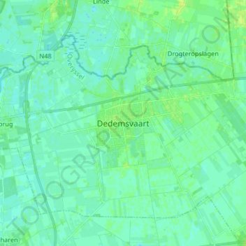 Mapa topográfico Dedemsvaart, altitud, relieve