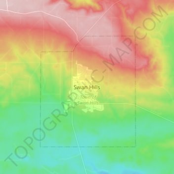 Mapa topográfico Swan Hills, altitud, relieve