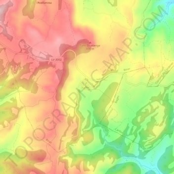 Mapa topográfico Su, altitud, relieve