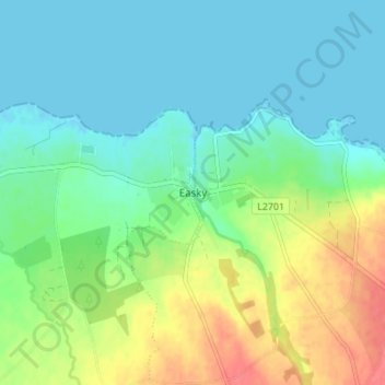Mapa topográfico Easky, altitud, relieve