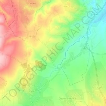 Mapa topográfico Bdebba, altitud, relieve