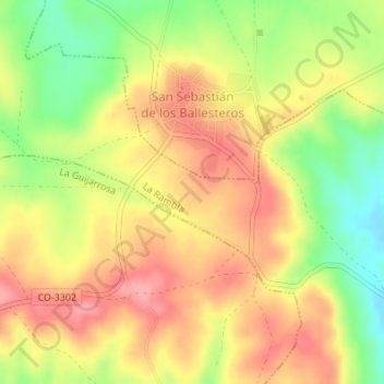 Mapa topográfico El Monte, altitud, relieve