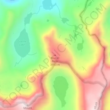 Mapa topográfico Muriel Peak, altitud, relieve