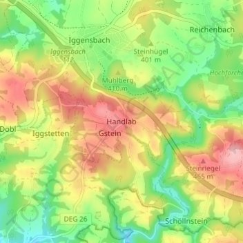 Mapa topográfico Handlab, altitud, relieve