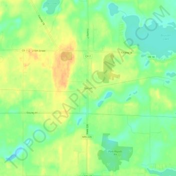 Mapa topográfico Dorset, altitud, relieve