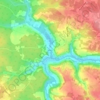 Mapa topográfico Gueyze, altitud, relieve