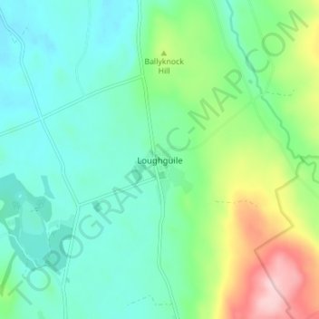 Mapa topográfico Loughguile, altitud, relieve