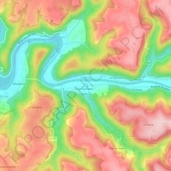 Mapa topográfico Fabas, altitud, relieve