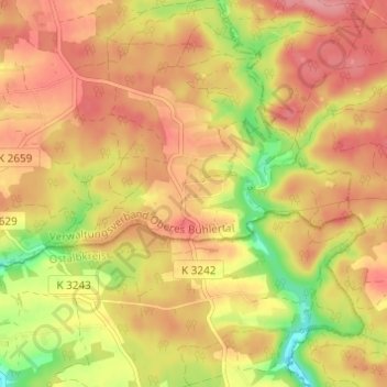 Mapa topográfico Grafenhof, altitud, relieve