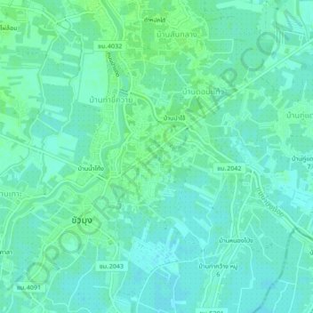 Mapa topográfico Ban Pak Mueang, altitud, relieve