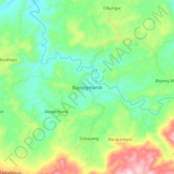 Mapa topográfico Bojongmanik, altitud, relieve