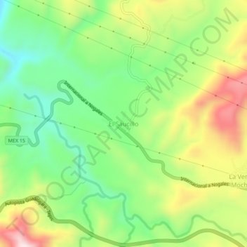 Mapa topográfico El Saucillo, altitud, relieve