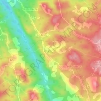 Mapa topográfico Elah, altitud, relieve