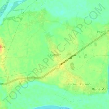 Mapa topográfico Tallungan, altitud, relieve