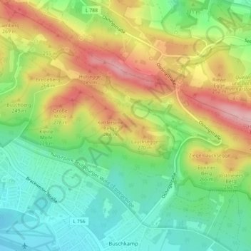 Mapa topográfico Plasegge, altitud, relieve