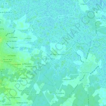 Mapa topográfico Arceau, altitud, relieve
