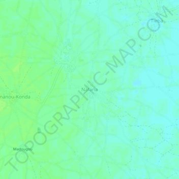 Mapa topográfico Nafana, altitud, relieve