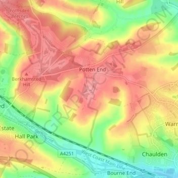 Mapa topográfico Little Heath, altitud, relieve