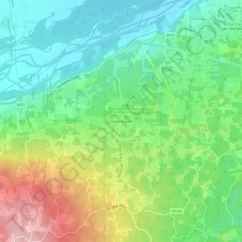 Mapa topográfico Santi Angeli, altitud, relieve