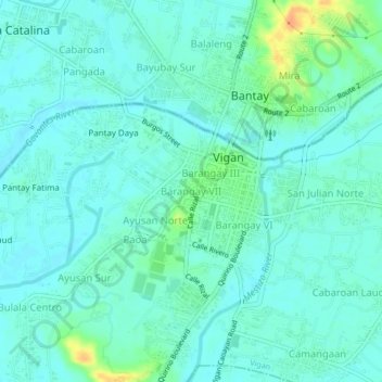 Mapa topográfico Barangay VII, altitud, relieve