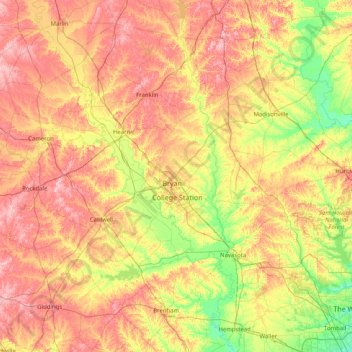 Mapa topográfico Brazos, altitud, relieve