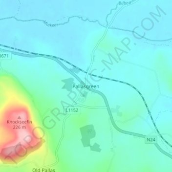Mapa topográfico Pallasgreen, altitud, relieve