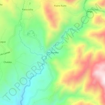 Mapa topográfico San Aurelio, altitud, relieve