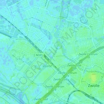 Mapa topográfico Frankhuis, altitud, relieve