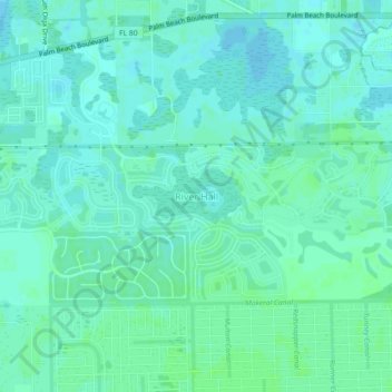 Mapa topográfico River Hall, altitud, relieve