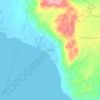 Mapa topográfico Palawig, altitud, relieve
