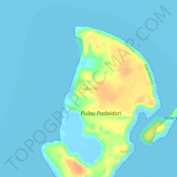 Mapa topográfico Padaido, altitud, relieve