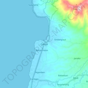 Mapa topográfico Carita, altitud, relieve