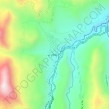 Mapa topográfico La Donjuana, altitud, relieve