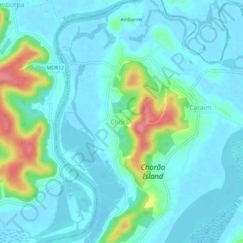 Mapa topográfico Chorao, altitud, relieve