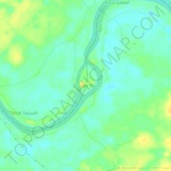 Mapa topográfico Dusun Tua, altitud, relieve