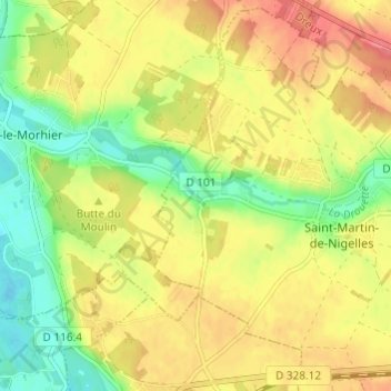 Mapa topográfico Le Coudray, altitud, relieve