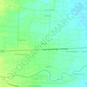 Mapa topográfico Carat, altitud, relieve