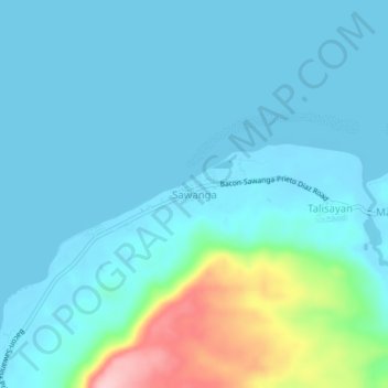 Mapa topográfico Sawanga, altitud, relieve