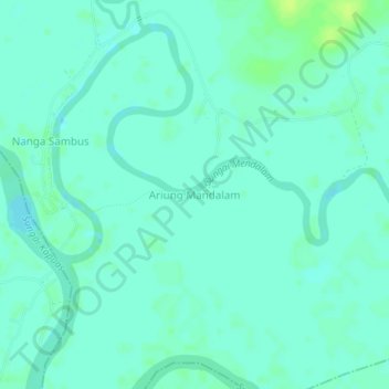 Mapa topográfico Ariung Mandalam, altitud, relieve