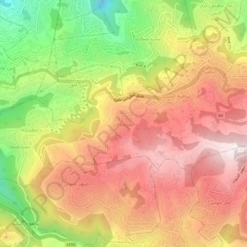 Mapa topográfico Bhersaf, altitud, relieve