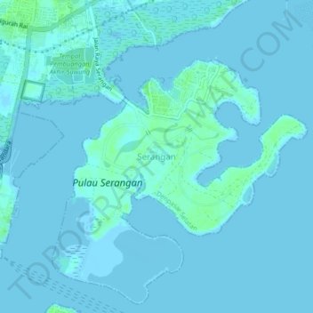 Mapa topográfico Serangan, altitud, relieve