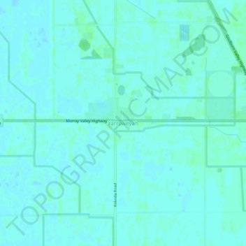 Mapa topográfico Yarroweyah, altitud, relieve