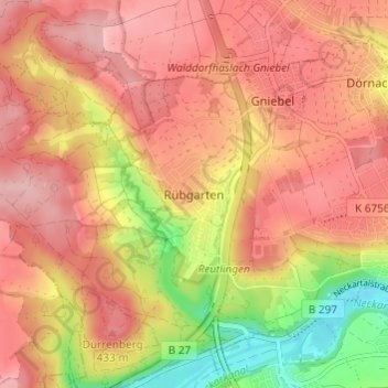 Mapa topográfico Rübgarten, altitud, relieve