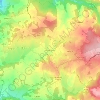 Mapa topográfico L'Étang Didier, altitud, relieve